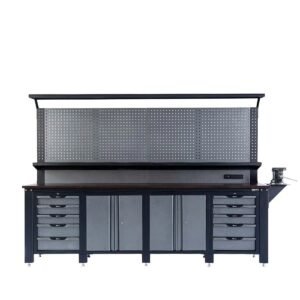 10' Commercial-Grade Workbench w/Pegboard, Solid Wood Top & Bench Vise, TMG-WBC10