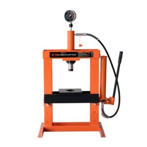 10 Ton Capacity Hydraulic Shop Press, Long Lever Manual Operation, 3 Bed Height Positions, TMG-ASP10