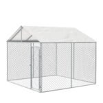 10’ x 10’ Outdoor Dog Kennel Playpen w/Cover, Outdoor Dog Runner, Pet Exercise House, Lockable Gate, 6’ Chain-Link Fence, TMG-DCP1010