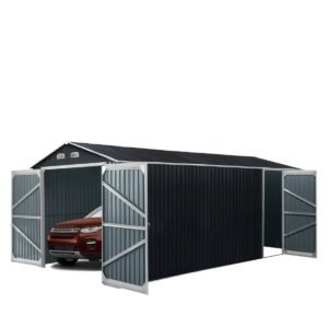 10’ x 20’ Metal Garage Shed with Double Front Doors, 7’8" Peak Height, Side Entry Door, 185 Sq-Ft Floor Space, TMG-MS1020A