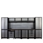 12’ Extreme-Duty Steel Garage Tool Chest w/Pegboard, Power Outlets, USB Port, Magnetic Motion LED Lamps, Cabinets & Roll-Out Tool Chest, TMG-WBM12