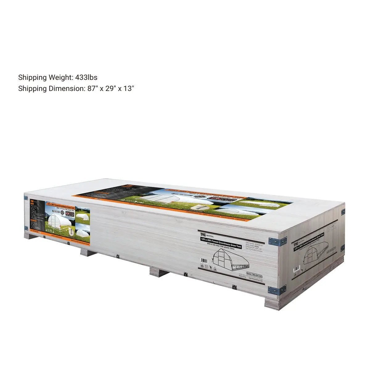 12’ x 30’ Tunnel Greenhouse Grow Tent w/6 Mil Clear EVA Plastic Film, Cold Frame, Hand Crank Roll-Up Sides, Peak Ceiling Roof, TMG-GH1230 - Image 15