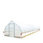 12’ x 60’ Tunnel Greenhouse Grow Tent w/6 Mil Clear EVA Plastic Film, Cold Frame, Hand Crank Roll-Up Sides, Peak Ceiling Roof, TMG-GH1260