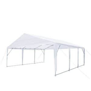 20’ x 20’ Heavy Duty Outdoor Party Tent, PE Tarpaulin Fabric, 6’6" Overhead, 10’ Peak Ceiling, TMG-PT2020A