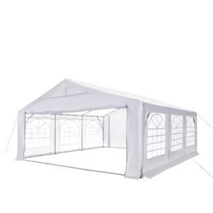 20' x 20' Heavy Duty Outdoor Party Tent with Removable Sidewalls and Roll-Up Doors, PE tarpaulin fabric, 6’6" Overhead, 10’ Peak Ceiling, TMG-PT2020F