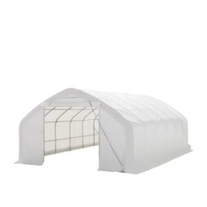 20' x 30' Straight Wall Peak Ceiling Storage Shelter with Heavy Duty 17 oz PVC Cover & Drive Through Door, TMG-ST2031V (Previously ST2030V)