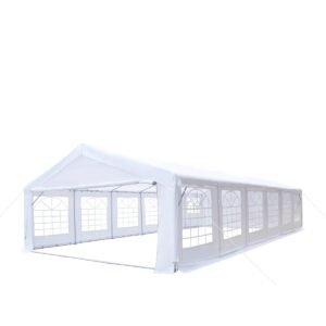 20' x 40' Heavy Duty Outdoor Party Tent with Removable Sidewalls and Roll-Up Doors, 11 oz PE Cover, 6’6" Overhead, 10’ Peak Ceiling, TMG-PT2040F