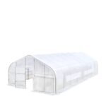 20’ x 40’ Tunnel Greenhouse Grow Tent w/12 Mil Ripstop Leno Mesh Cover, Cold Frame, Roll-up Windows, Peak Ceiling Roof, TMG-GH2040