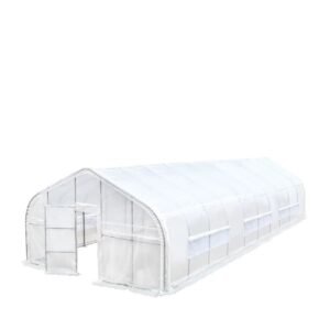 20’ x 50’ Tunnel Greenhouse Grow Tent w/12 Mil Ripstop Leno Mesh Cover, Cold Frame, Roll-up Windows, Peak Ceiling Roof, TMG-GH2050