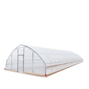 25’ x 100’ Tunnel Greenhouse Grow Tent w/6 Mil Clear EVA Plastic Film, Cold Frame, Hand Crank Roll-Up Sides, Peak Ceiling Roof, TMG-GH25100