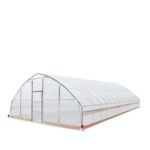 25’ x 60’ Tunnel Greenhouse Grow Tent w/6 Mil Clear EVA Plastic Film, Cold Frame, Hand Crank Roll-Up Sides, Peak Ceiling Roof, TMG-GH2560