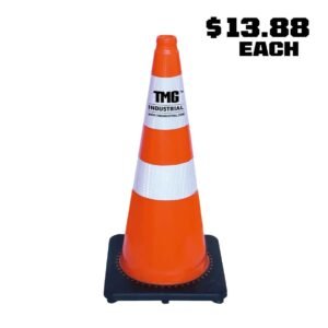 29" PVC Reflective Traffic Cones, 252 Cones, 14" Square Base, Hot & Cold Weather, High-Intensity Reflective Bands, TMG-TC29