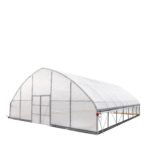 30’ x 30’ Tunnel Greenhouse Grow Tent w/6 Mil Clear EVA Plastic Film, Cold Frame, Hand Crank Roll-Up Sides, Peak Ceiling Roof, TMG-GH3030