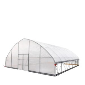 30’ x 30’ Tunnel Greenhouse Grow Tent w/6 Mil Clear EVA Plastic Film, Cold Frame, Hand Crank Roll-Up Sides, Peak Ceiling Roof, TMG-GH3030