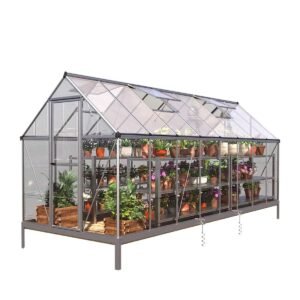 6’ x 16’ Crystal Clear Greenhouse, Aluminum Frame, Integrated Gutter System, Roof Vents, TMG-GH616