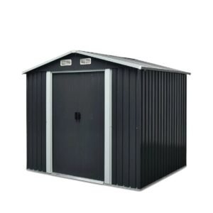 6’ x 8’ Galvanized Apex Roof Metal Shed, 29 GA Corrugated Metal, 67" Edge Height, TMG-MS0608