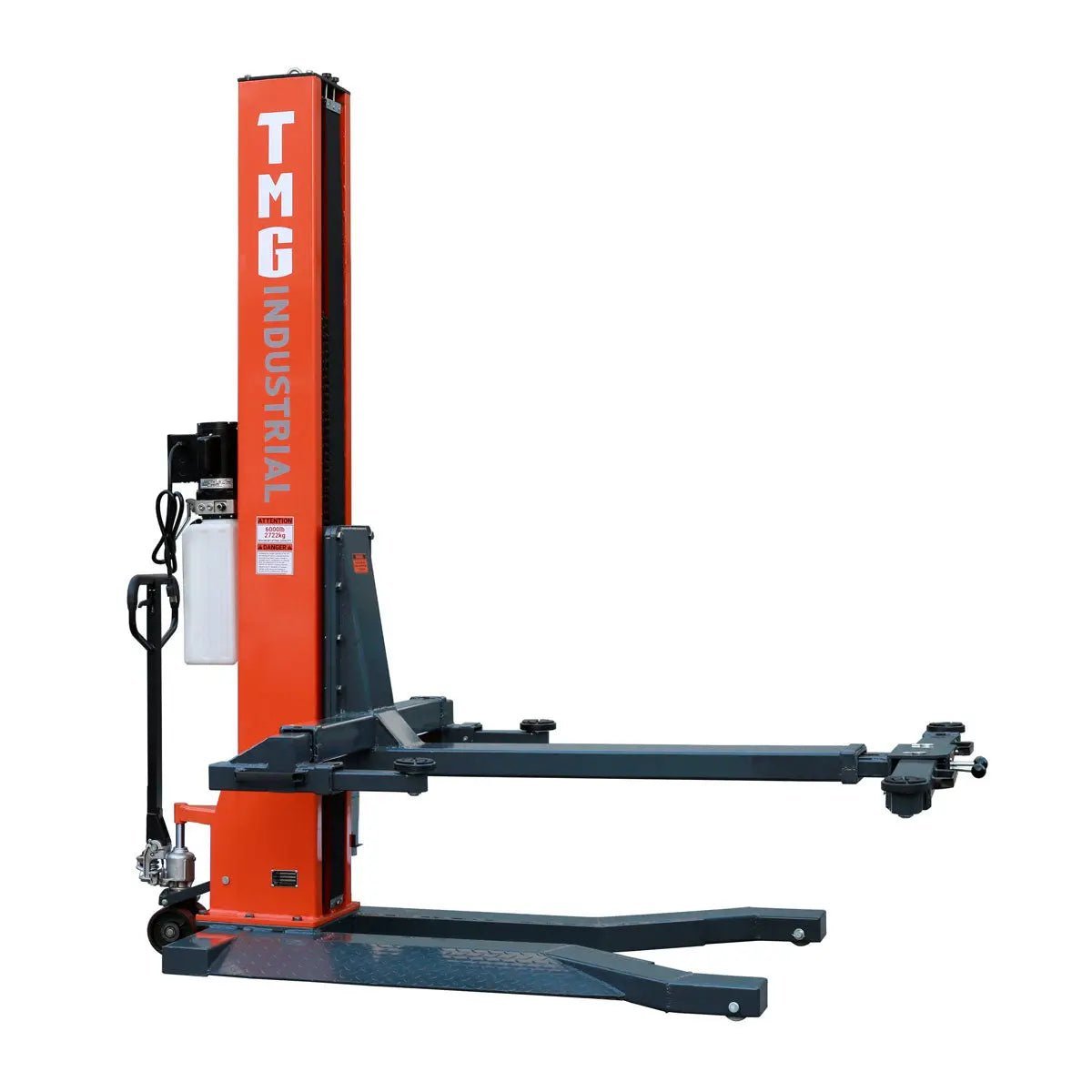 6000 LB Portable Single Post Auto Lift, 72'' Lifting Height, Low Profile Jack, CETL certified Pump, TMG-ALSP60 - Image 4
