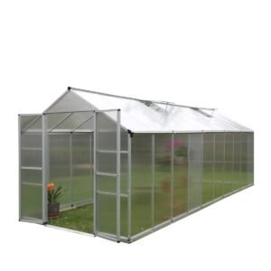 8' x 20' Aluminum Frame Greenhouse w/4 mm Twin Wall Polycarbonate Panels, UV Protected Panels, TMG-GH820