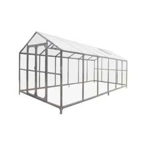 8' x 20' Greenhouse with Galvanized Steel Frame, Polycarbonate Twin-Wall Roof and Crystal-Clear Solid Walls TMG-GH821