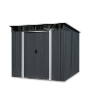 8’ x 9’ Galvanized Metal Pent Shed w/Skylight, 29 GA Corrugated Metal, 80" Peak Ceiling, TMG-MS0809P