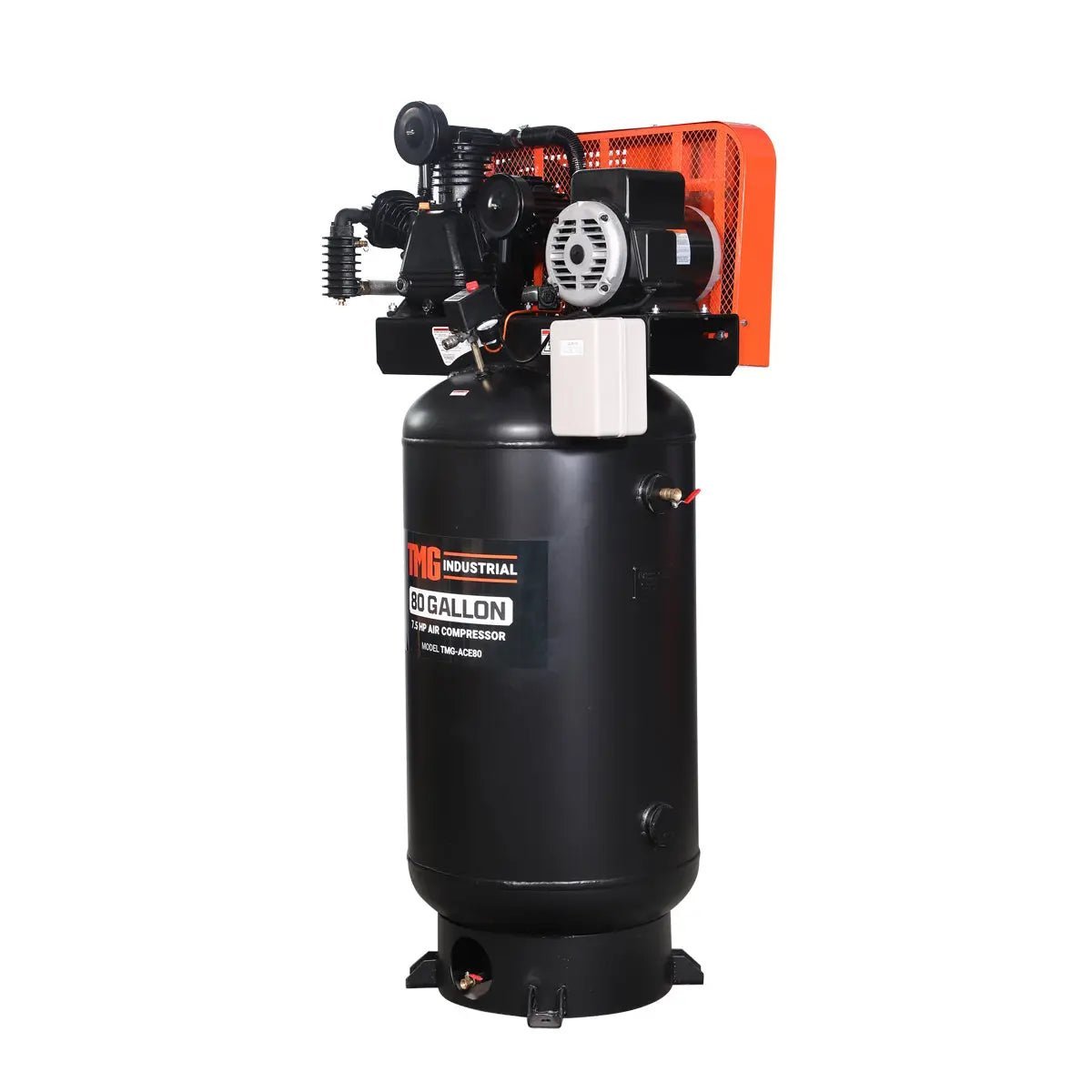 80 Gallon 7.5 HP Stationary Electric Air Compressor, 6 Min Fill Time, 230V Induction Motor, ASME Vertical Tank, TMG-ACE80 - Image 2