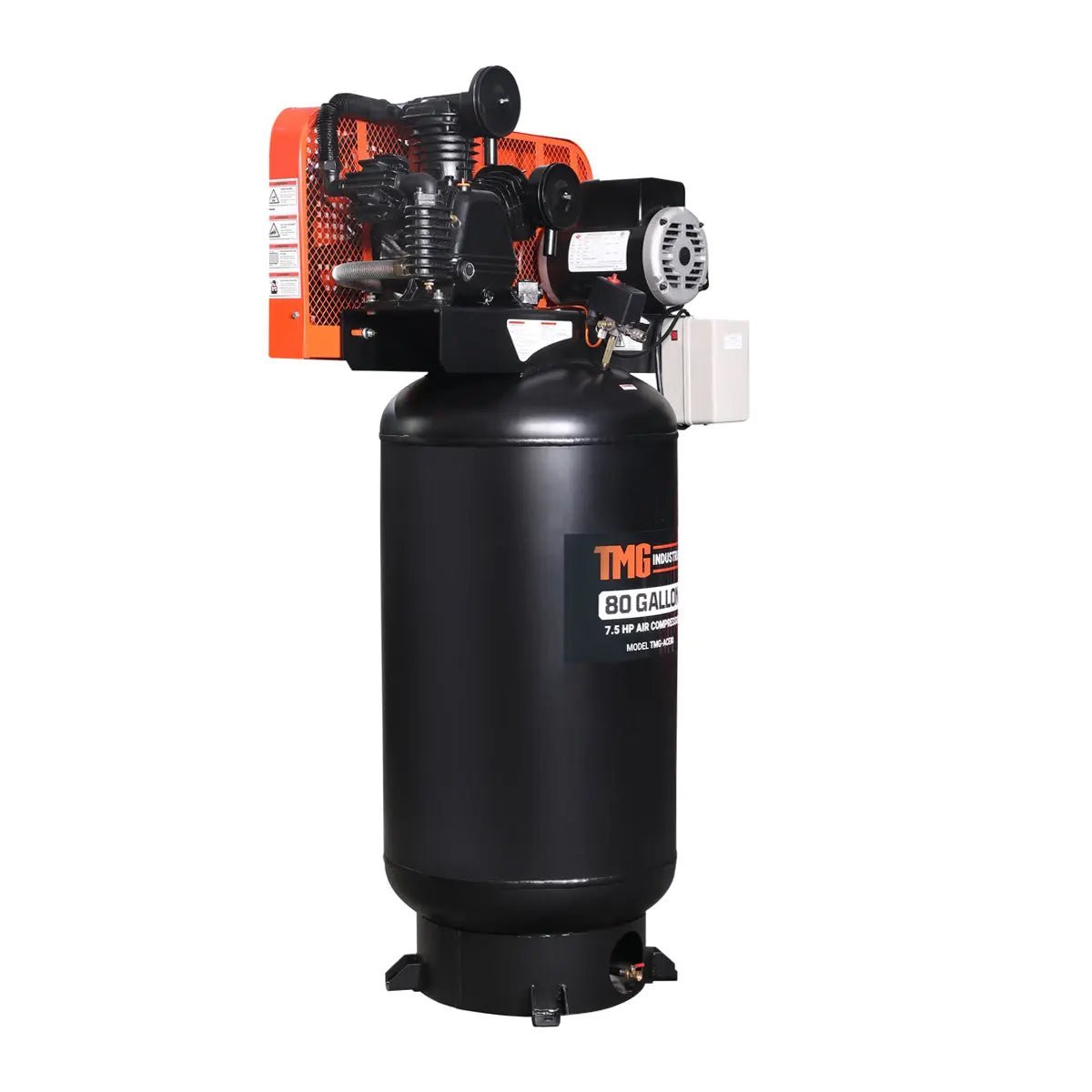 80 Gallon 7.5 HP Stationary Electric Air Compressor, 6 Min Fill Time, 230V Induction Motor, ASME Vertical Tank, TMG-ACE80 - Image 3