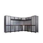 Extreme-Duty Steel Garage Corner (11’ + 8.5’) Tool Chest w/Pegboard, Power Outlets, USB Port, Magnetic Motion LED Lamps, TMG-WBM15