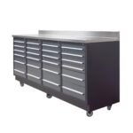 Pro Series 7-Ft 24-Drawer Workbench with Stainless Steel Top, Ball Bearing Double Slides & Casters, TMG-WB724
