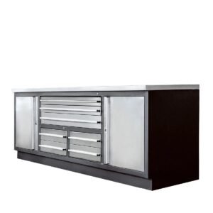 Pro Series 7’ Stainless Steel Workbench, 7 Lockable Drawers, 2 Storage Cabinets, All-in-One Welded Frame, TMG-WB707S (Previously TMG-WB85S)