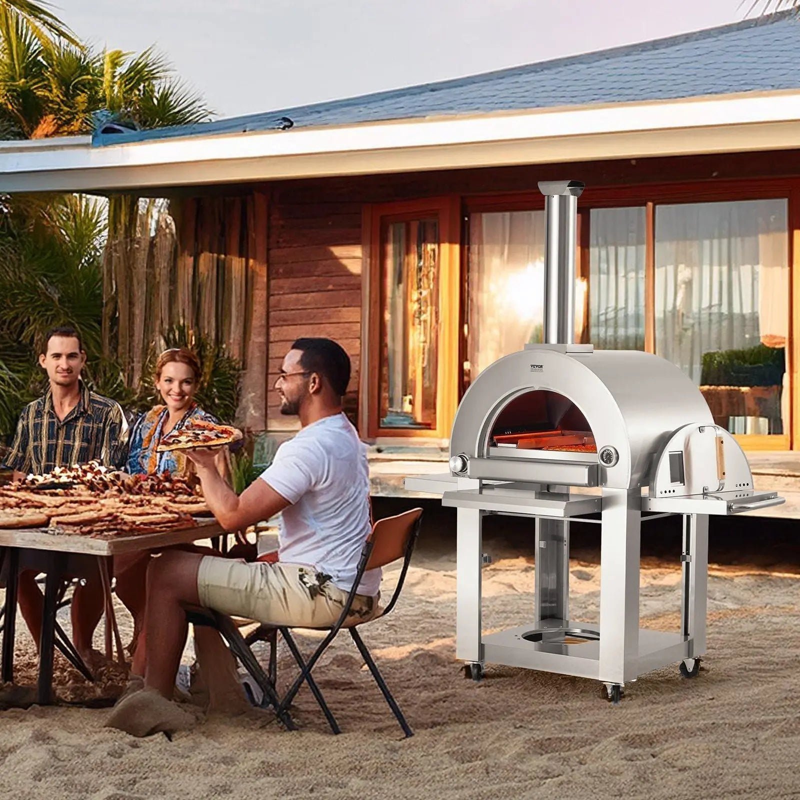 22" Outdoor Pizza Oven, Portable Pellet/Gas Powered, Casters for Easy Mobility, Ideal for Camping, DOBA-PO22 - Image 9