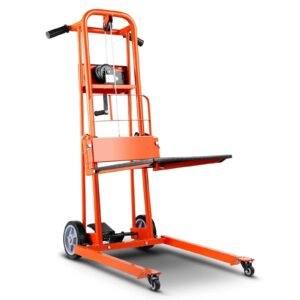 330 lbs Material Lift Winch Stacker, Pallet Truck Dolly, 42.9 in Max Lift, DOBA-LWS330