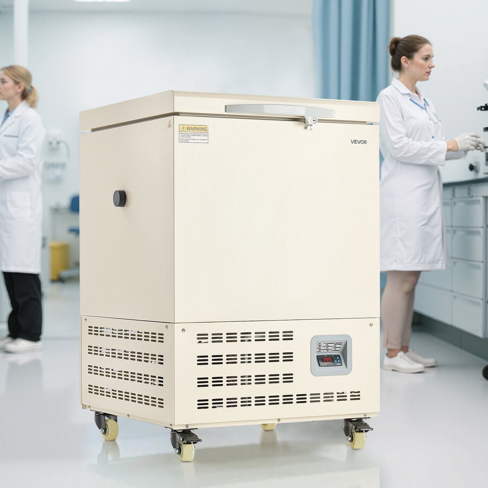 Ultra Low Temperature Freezer, 58 L, −40°F to −123°F Adjustable Temp Range, with Rollers and Digital Display, 304 Stainless Steel Liner, Low Temperature Lab Freezer for Laboratory Samples Storage - Image 8