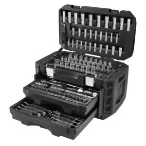 215-Piece Mechanics Tool Set, Multiple Drive Sizes, Chrome Finish, Comprehensive Kit for Auto Repairs, DOBA-MTS215