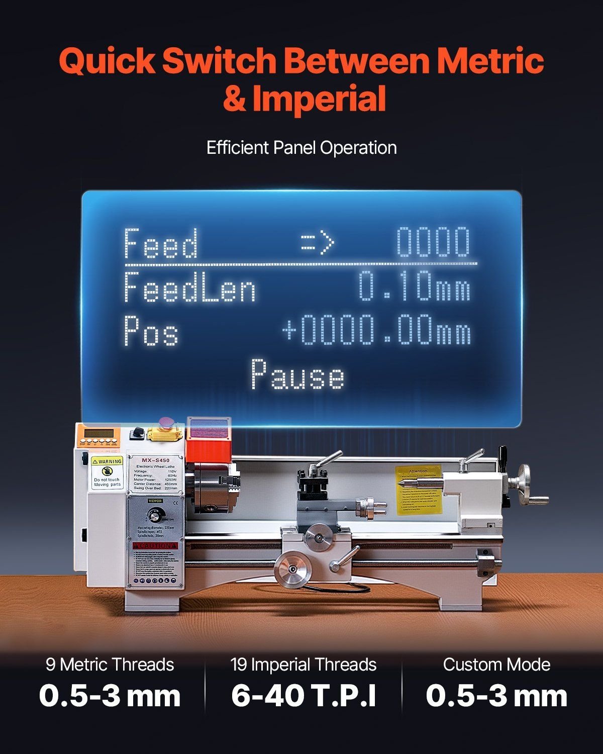 8.7" x 18" Metal Lathe Machine, 1250W Brushless Motor, 0–2500 RPM Variable Speed, Automatic Feed Bench Lathe, DOBA-ML8718 - Image 8
